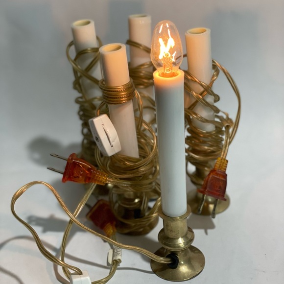 Vintage white & brass Christmas holiday window lights - Picture 12 of 12